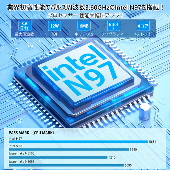 【業界初のN97シリーズ登場！】ミニPC 最新第12世代 Intel N97 ミニpc ミニパソコン Windows11 Pro mini pc 16GB DDR4 512GB SSD ミニデスクトップパソコン 4K@60Hz 2画面同時出力 小型pc ROM 高速2.4G/5GWi-Fi BT5.2 HDMI 小型パソコン